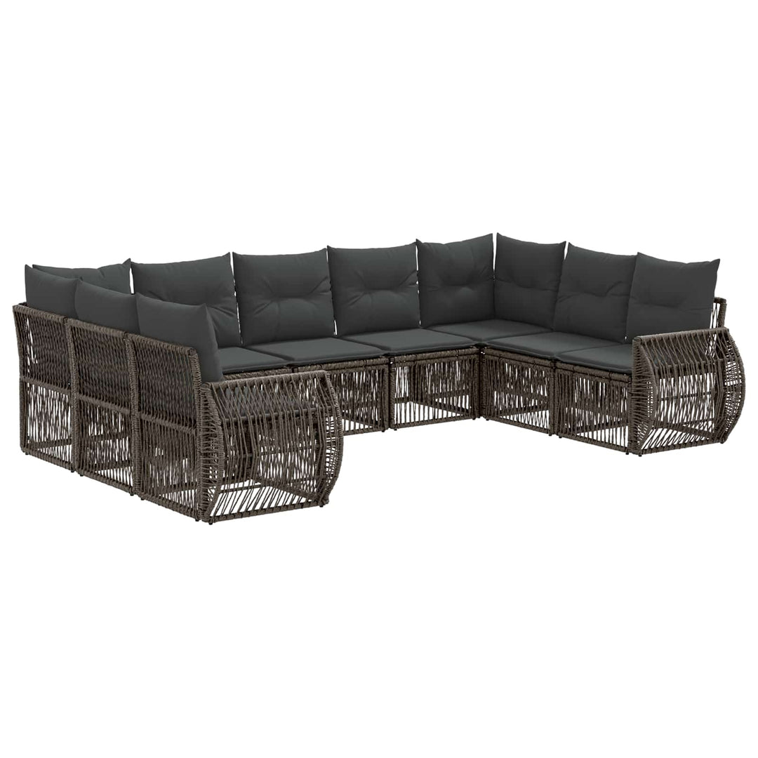 Havesofa Sæt 9 stk. Grå og Mørkegrå polyrattan