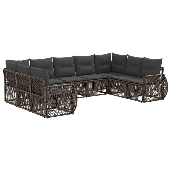 Havesofa Sæt 9 stk. Grå og Mørkegrå polyrattan