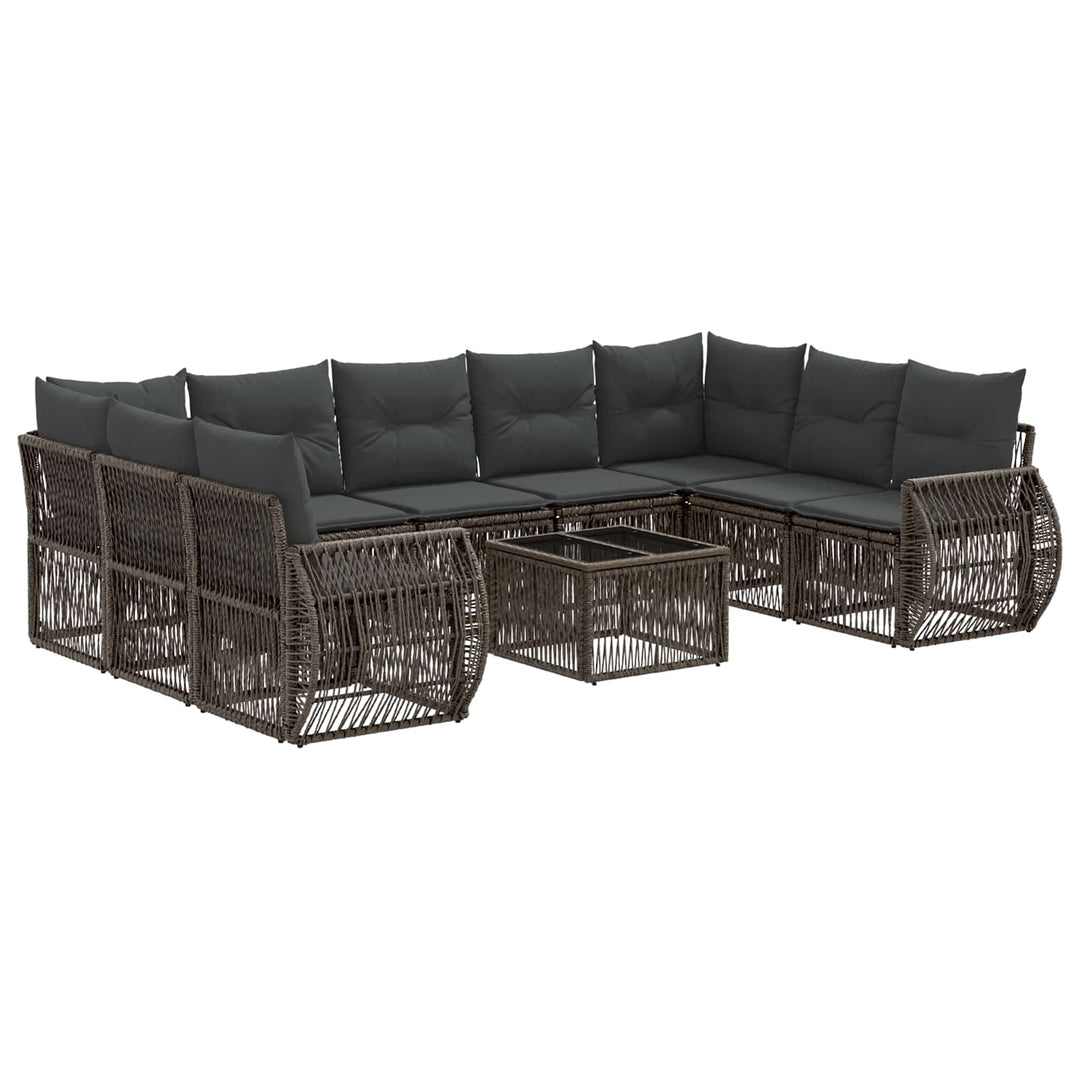 Havesofa Sæt 10 stk. Grå og Mørkegrå polyrattan