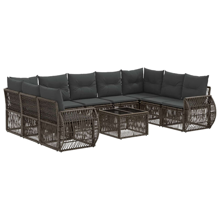 Havesofa Sæt 10 stk. Grå og Mørkegrå polyrattan
