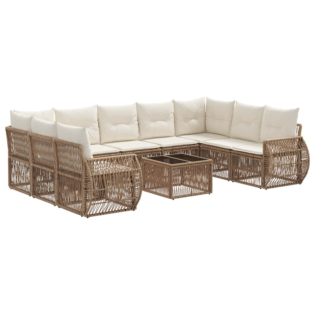 Havesofa Sæt 10 stk. Beige og cremehvid polyrattan