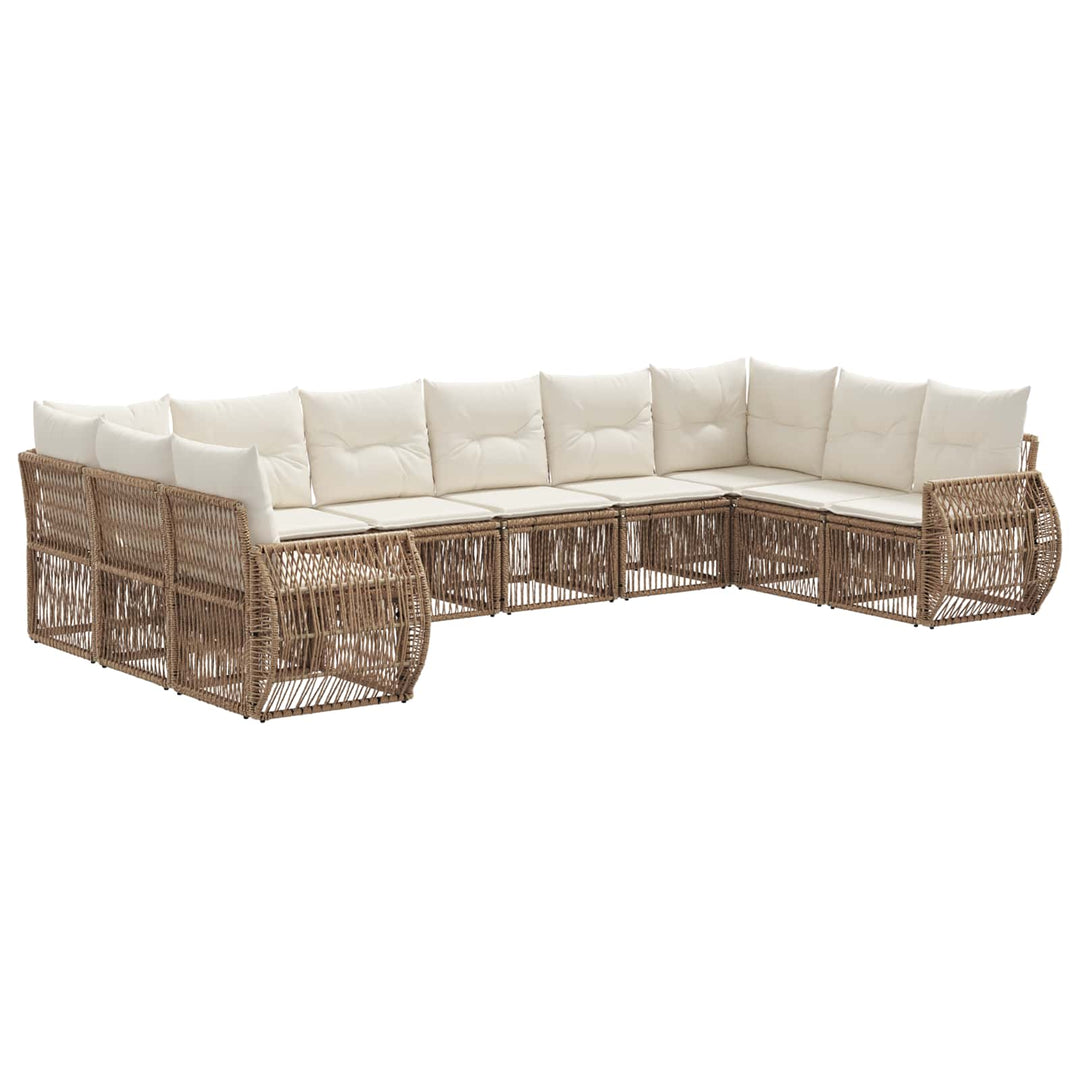 Havesofa Sæt 10 stk. Beige og cremehvid polyrattan