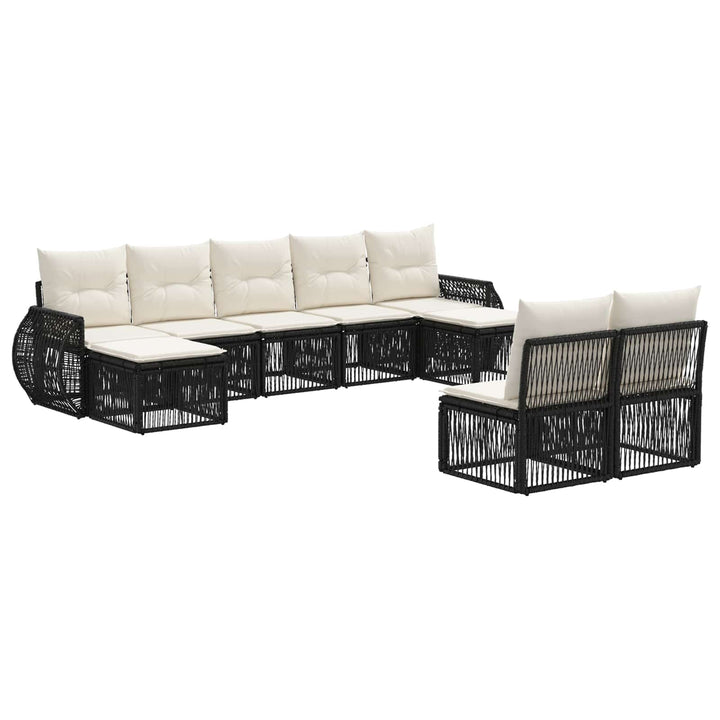 Havesofa Sæt 9 stk. Sort og Cremehvid polyrattan