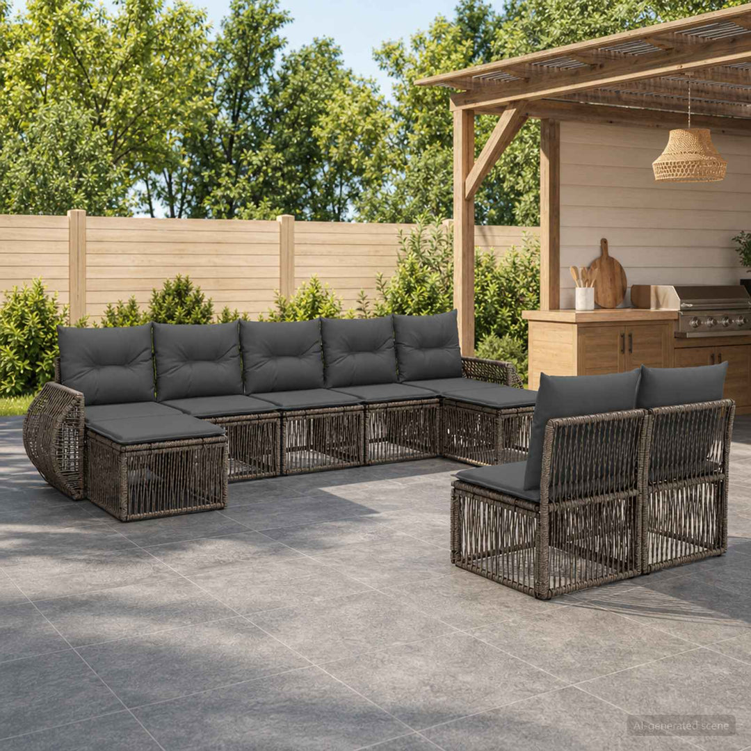 Havesofa Sæt 9 stk. Grå og Mørkegrå polyrattan
