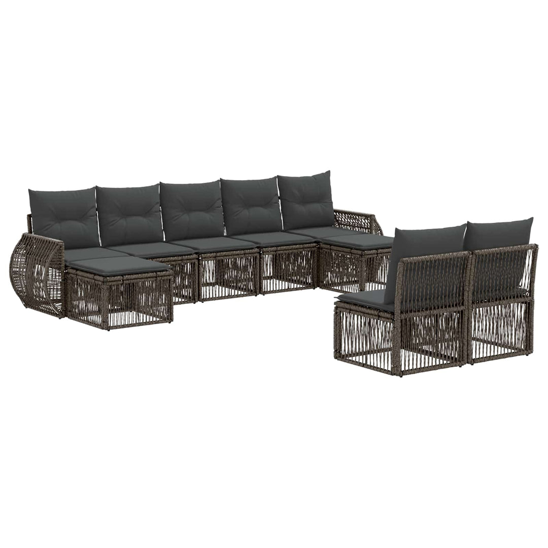 Havesofa Sæt 9 stk. Grå og Mørkegrå polyrattan