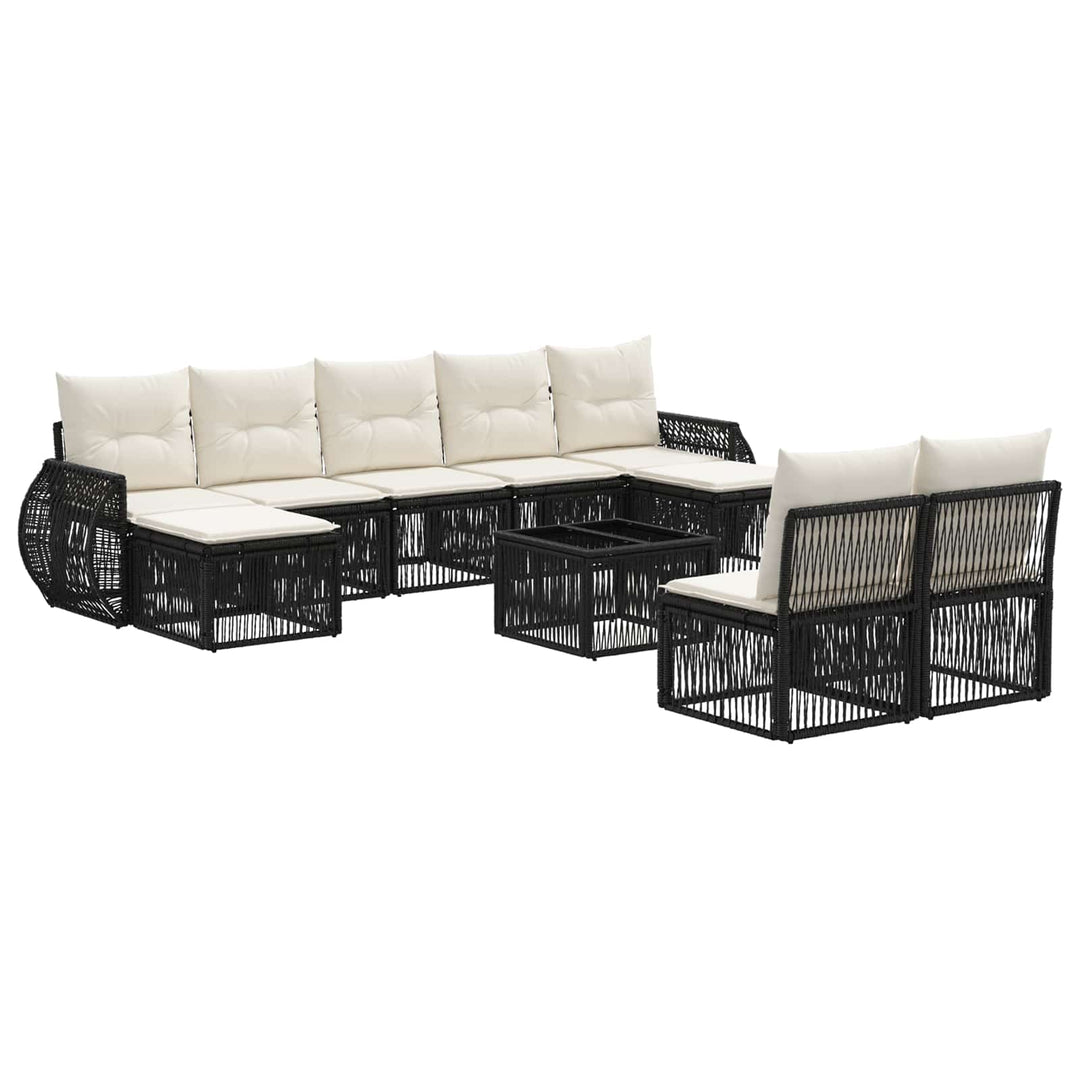 Havesofa Sæt 10 stk. Sort og Cremehvid polyrattan