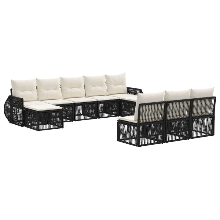 Havesofa Sæt 10 stk. Sort og Cremehvid polyrattan