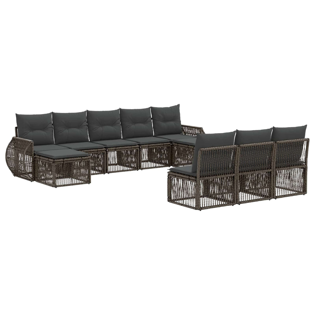 Havesofa Sæt 10 stk. Grå og Mørkegrå polyrattan