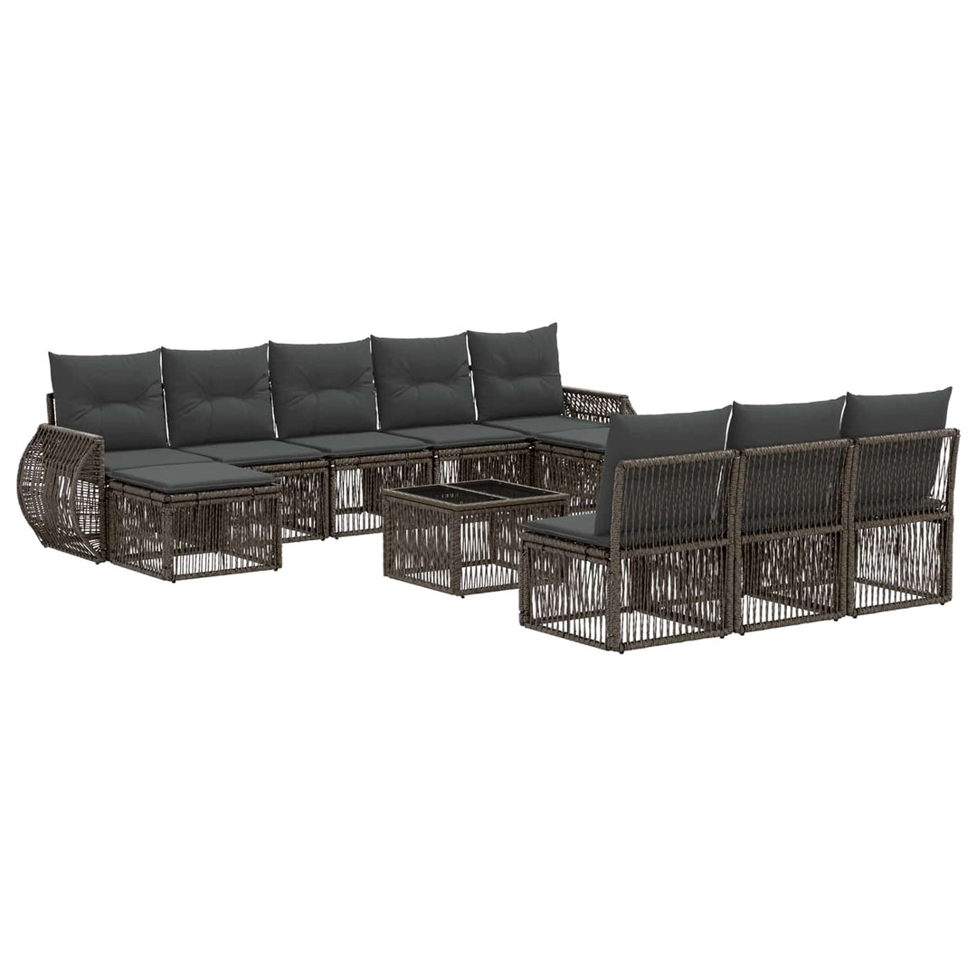 Havesofa Sæt 11 stk. Grå og Mørkegrå polyrattan