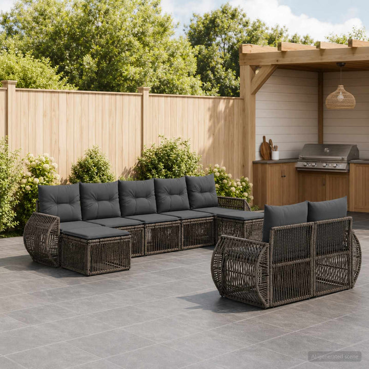 Havesofa Sæt 9 stk. Grå og Mørkegrå polyrattan