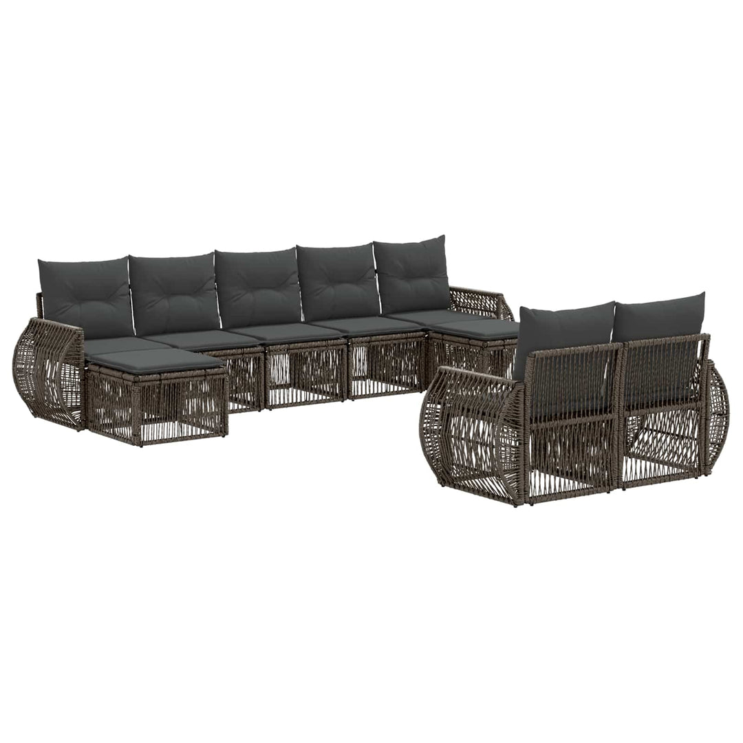 Havesofa Sæt 9 stk. Grå og Mørkegrå polyrattan