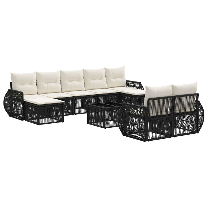 Havesofa Sæt 10 stk. Sort og Cremehvid polyrattan