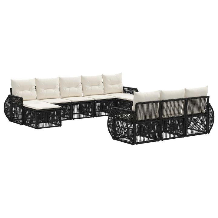 Havesofa Sæt 10 stk. Sort og Cremehvid polyrattan