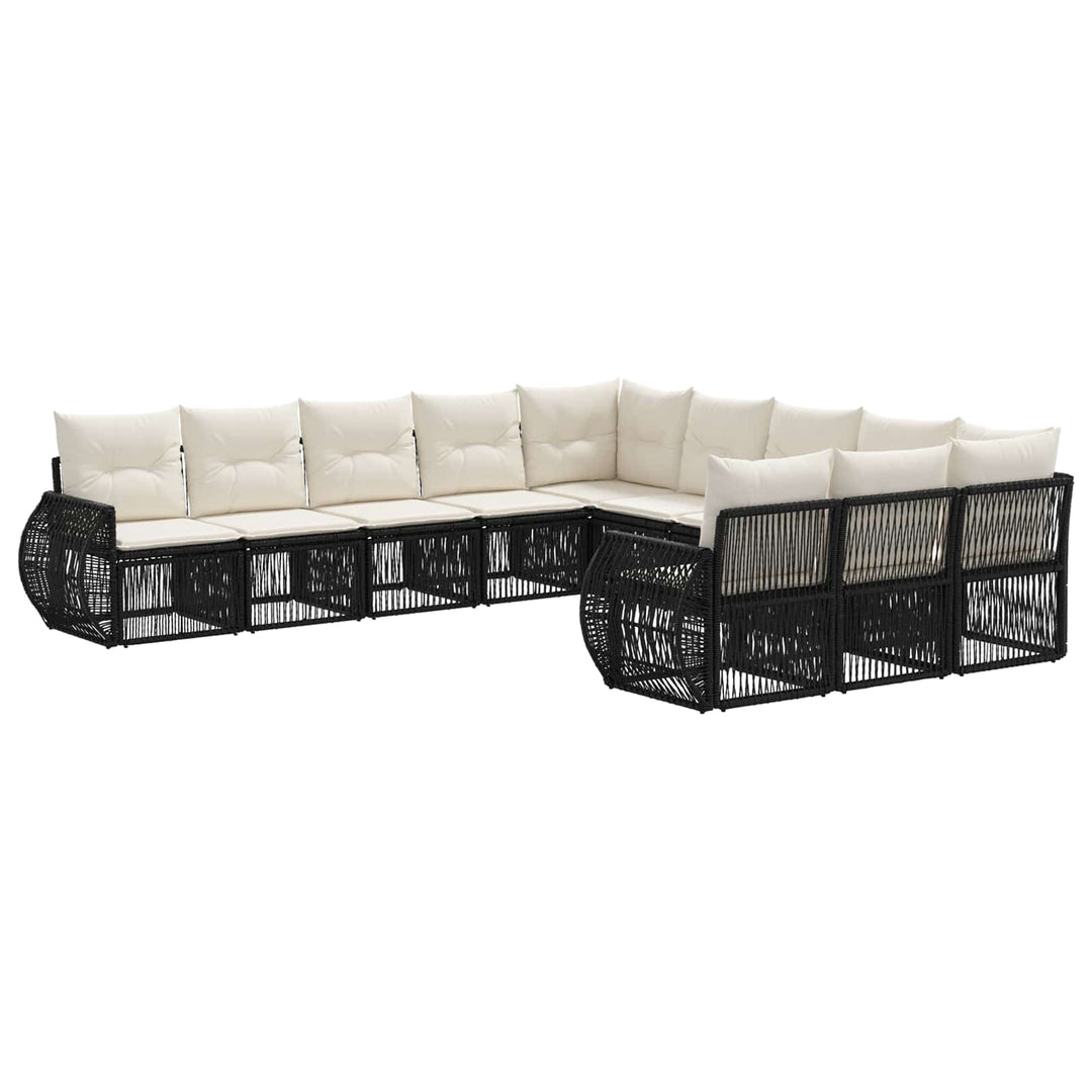 Havesofa Sæt 11 stk. Sort og Cremehvid polyrattan