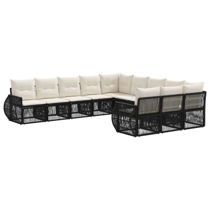 Havesofa Sæt 11 stk. Sort og Cremehvid polyrattan