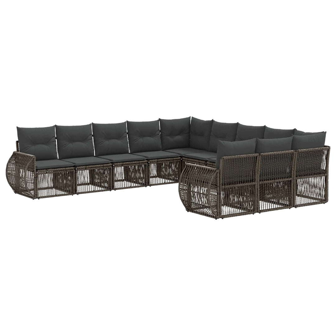 Havesofa Sæt 11 stk. Grå og Mørkegrå polyrattan