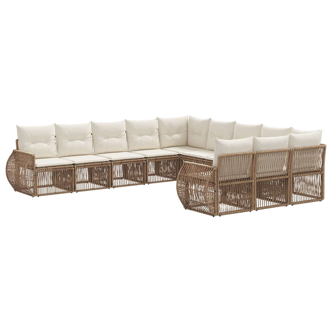 Havesofa Sæt 11 stk. Beige og cremehvid polyrattan