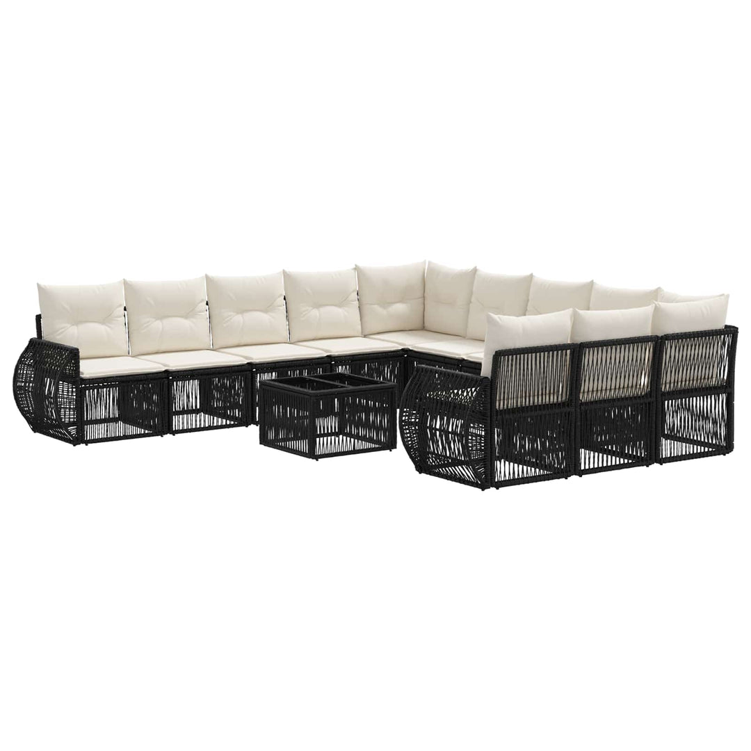 Havesofa Sæt 12 stk. Sort og Cremehvid polyrattan