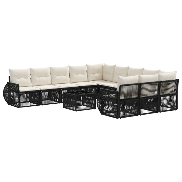 Havesofa Sæt 12 stk. Sort og Cremehvid polyrattan