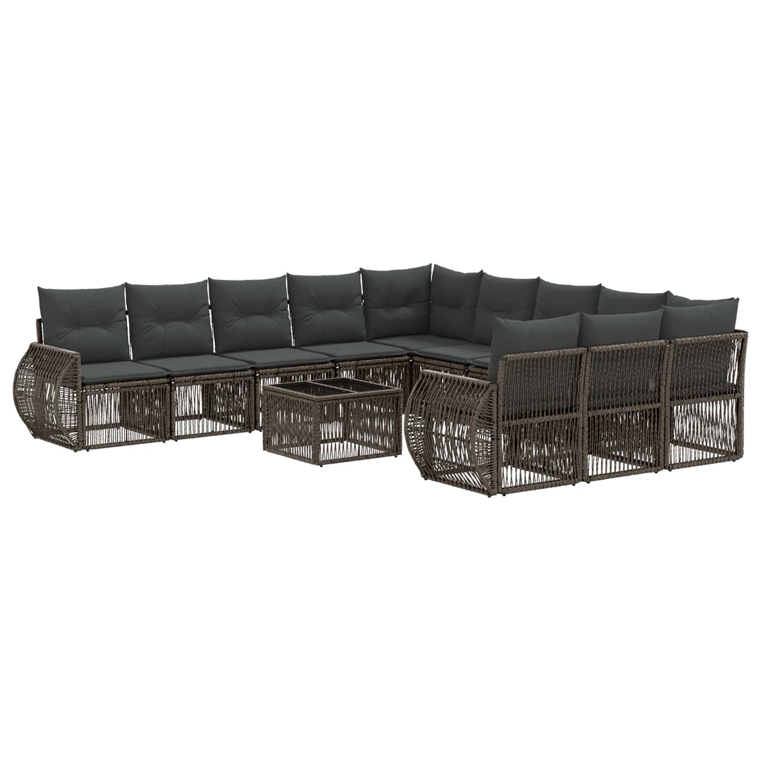 Havesofa Sæt 12 stk. Grå og Mørkegrå polyrattan