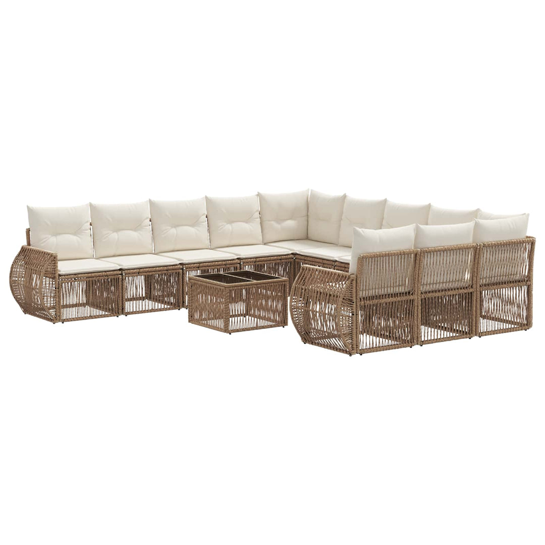 Havesofa Sæt 12 stk. Beige og cremehvid polyrattan