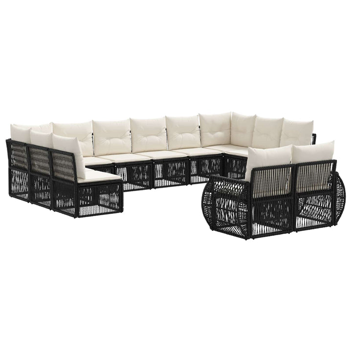 Havesofa Sæt 12 stk. Sort og Cremehvid polyrattan