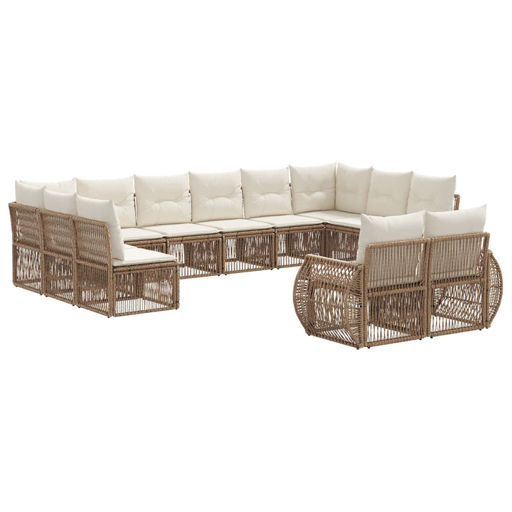 Havesofa Sæt 12 stk. Beige og cremehvid polyrattan