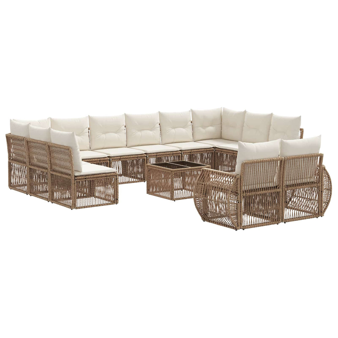 Havesofa Sæt 13 stk. Beige og cremehvid polyrattan