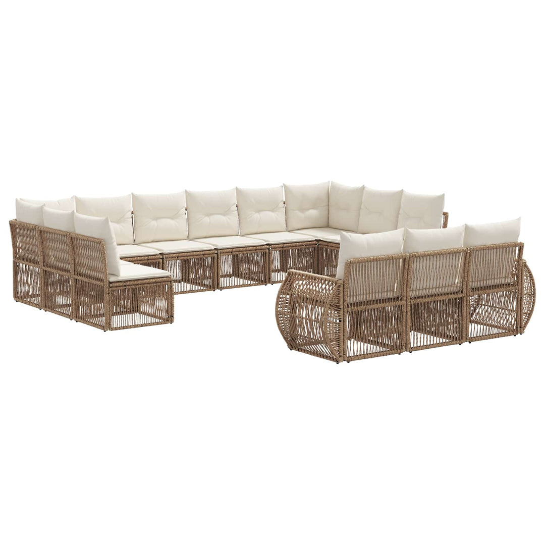 Havesofa Sæt 13 stk. Beige og cremehvid polyrattan