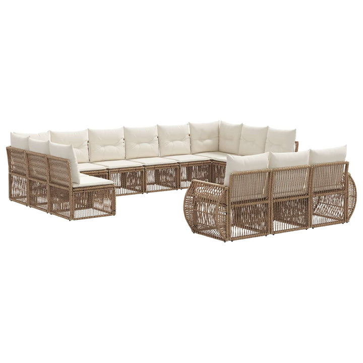 Havesofa Sæt 13 stk. Beige og cremehvid polyrattan