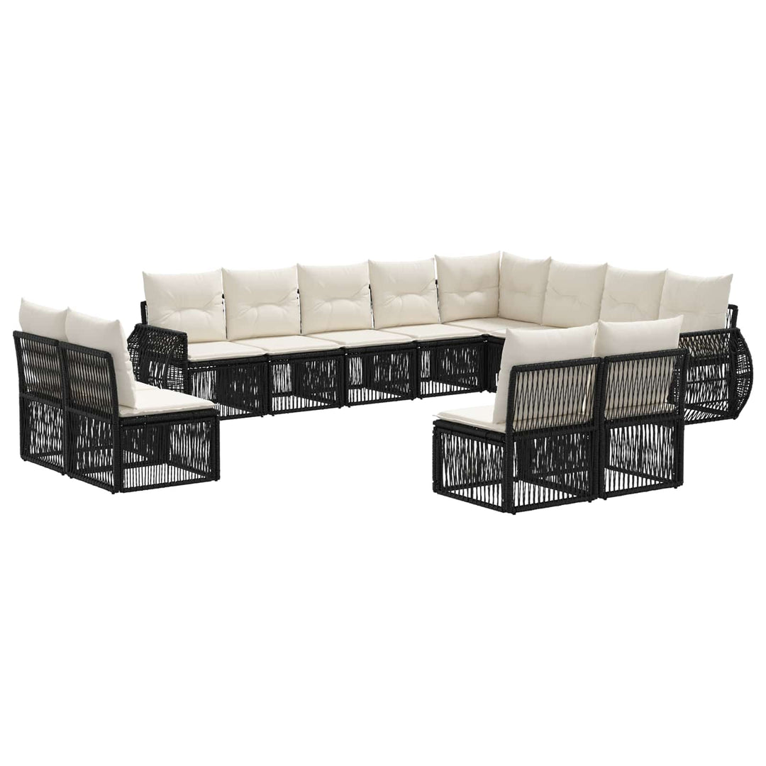 Havesofa Sæt 12 stk. Sort og Cremehvid polyrattan