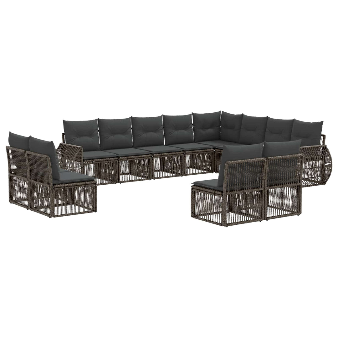 Havesofa Sæt 12 stk. Grå og Mørkegrå polyrattan