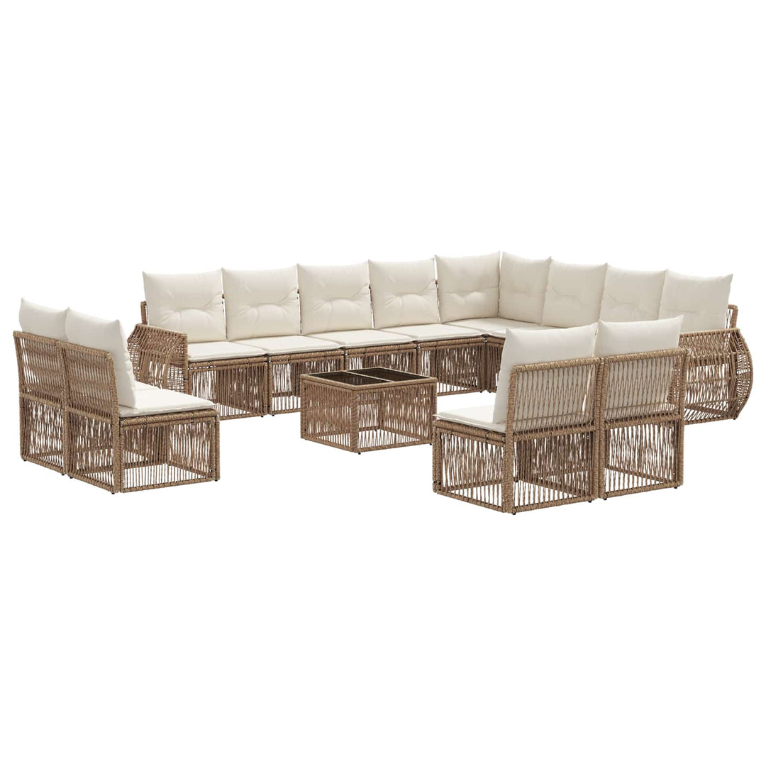 Havesofa Sæt 13 stk. Beige og cremehvid polyrattan