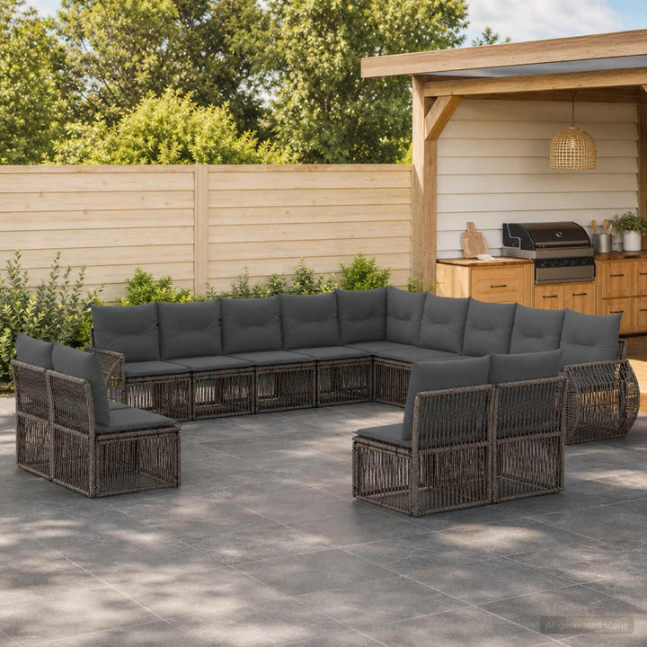 Havesofa Sæt 13 stk. Grå og Mørkegrå polyrattan