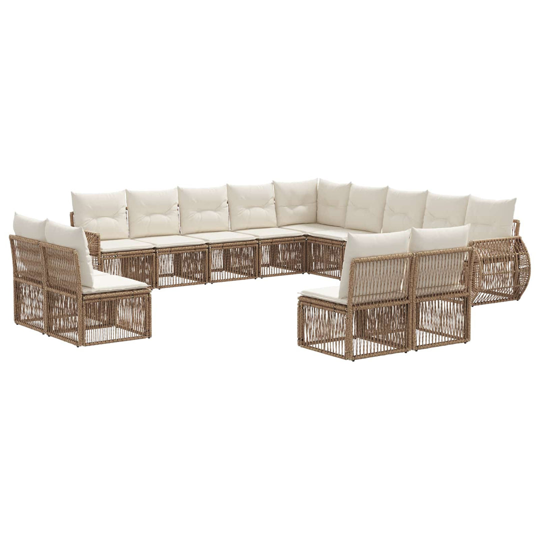Havesofa Sæt 13 stk. Beige og cremehvid polyrattan