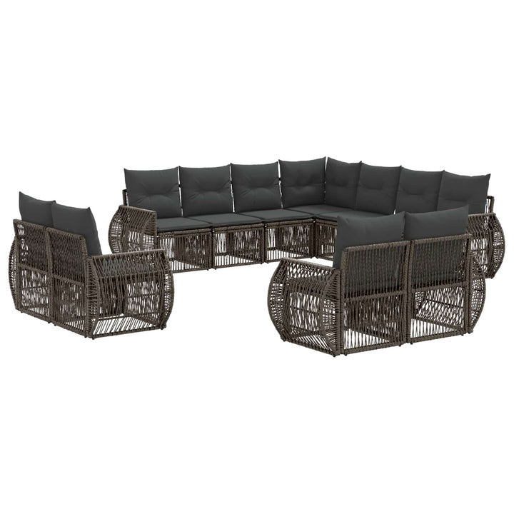 Havesofa Sæt 11 stk. Grå og Mørkegrå polyrattan