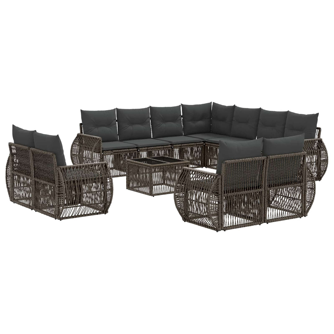 Havesofa Sæt 12 stk. Grå og Mørkegrå polyrattan