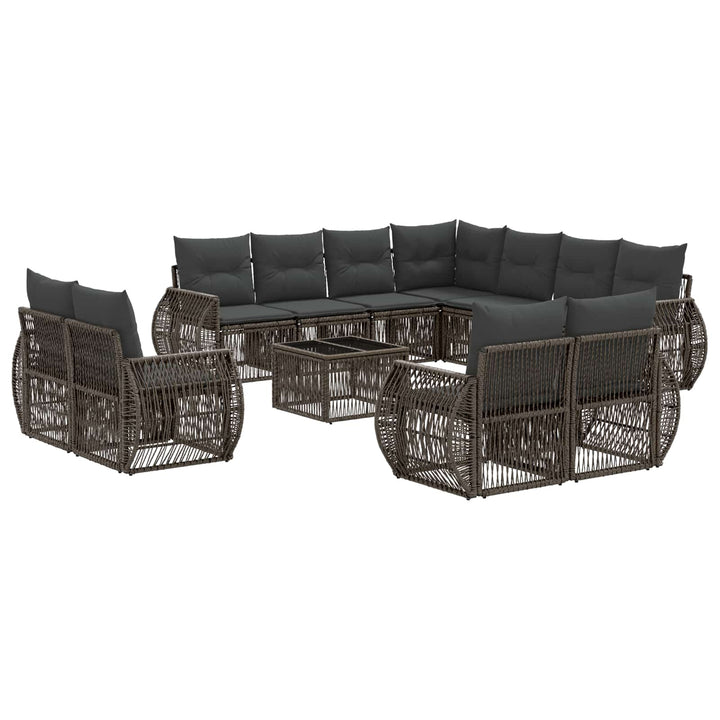 Havesofa Sæt 12 stk. Grå og Mørkegrå polyrattan
