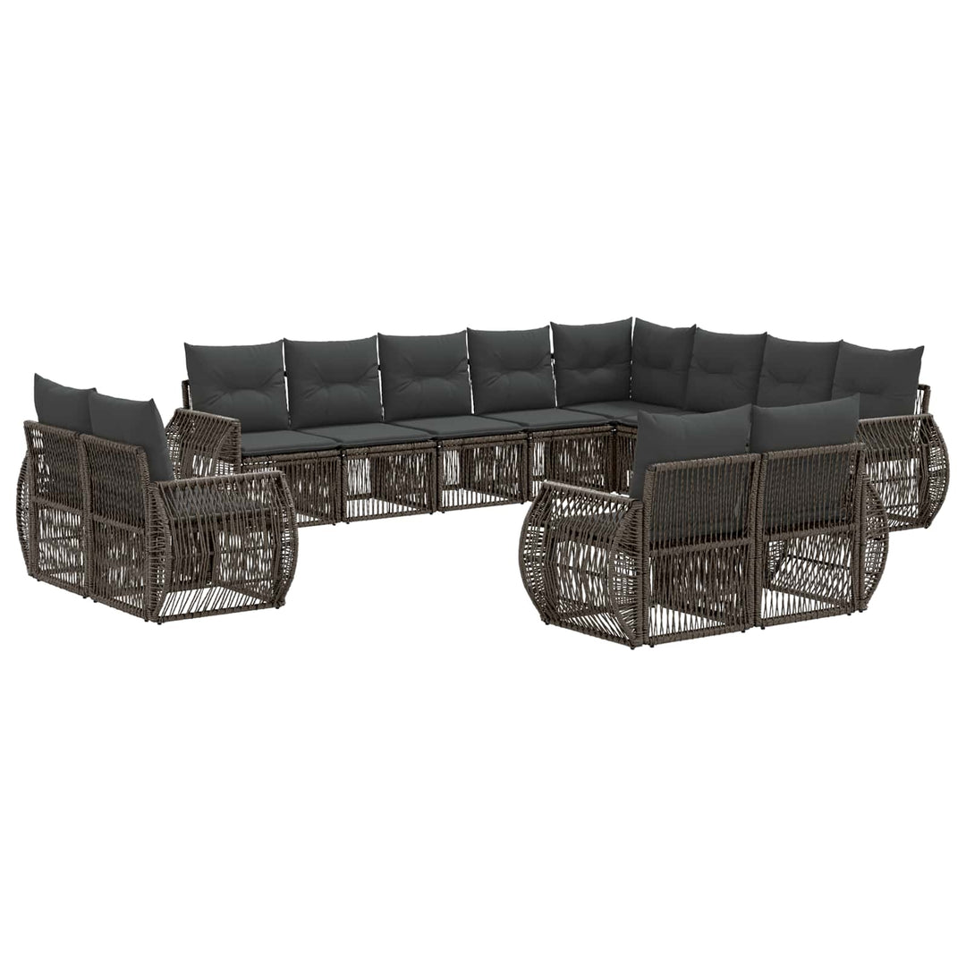 Havesofa Sæt 12 stk. Grå og Mørkegrå polyrattan