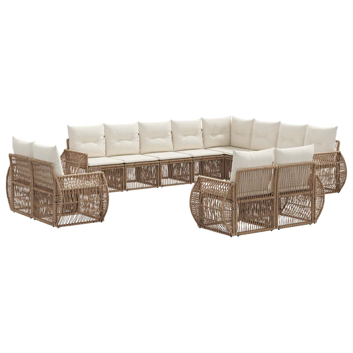 Havesofa Sæt 12 stk. Beige og cremehvid polyrattan