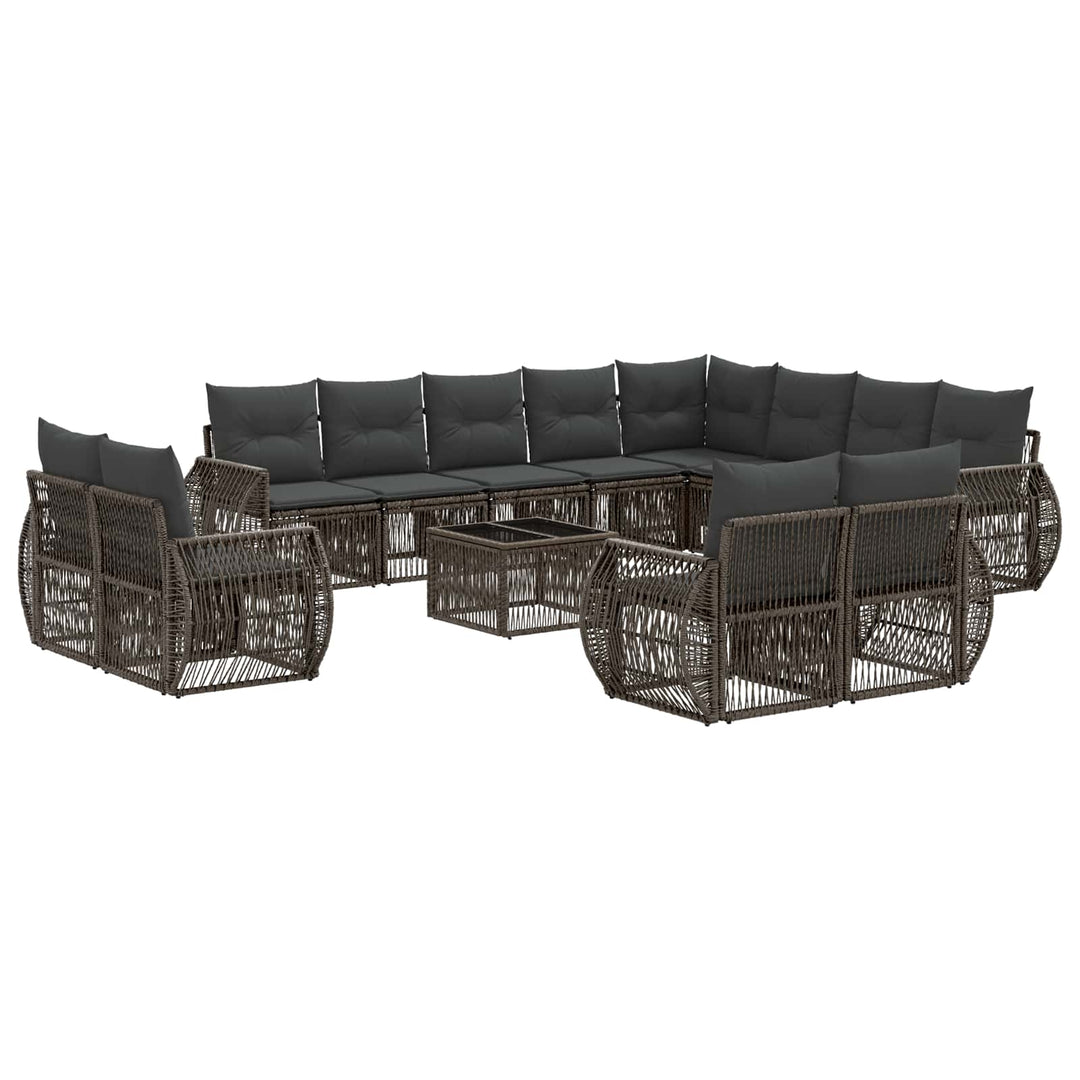 Havesofa Sæt 13 stk. Grå og Mørkegrå polyrattan