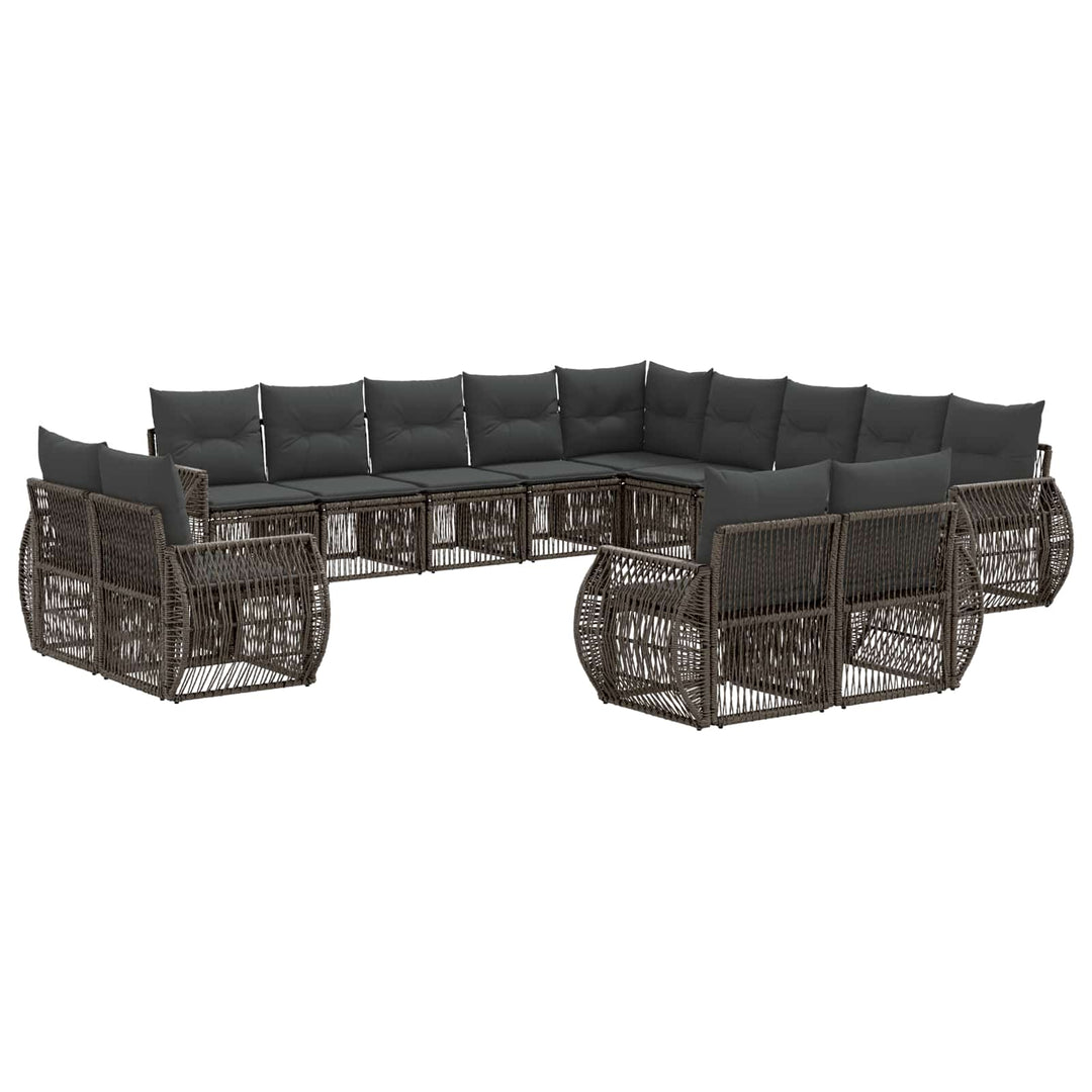 Havesofa Sæt 13 stk. Grå og Mørkegrå polyrattan