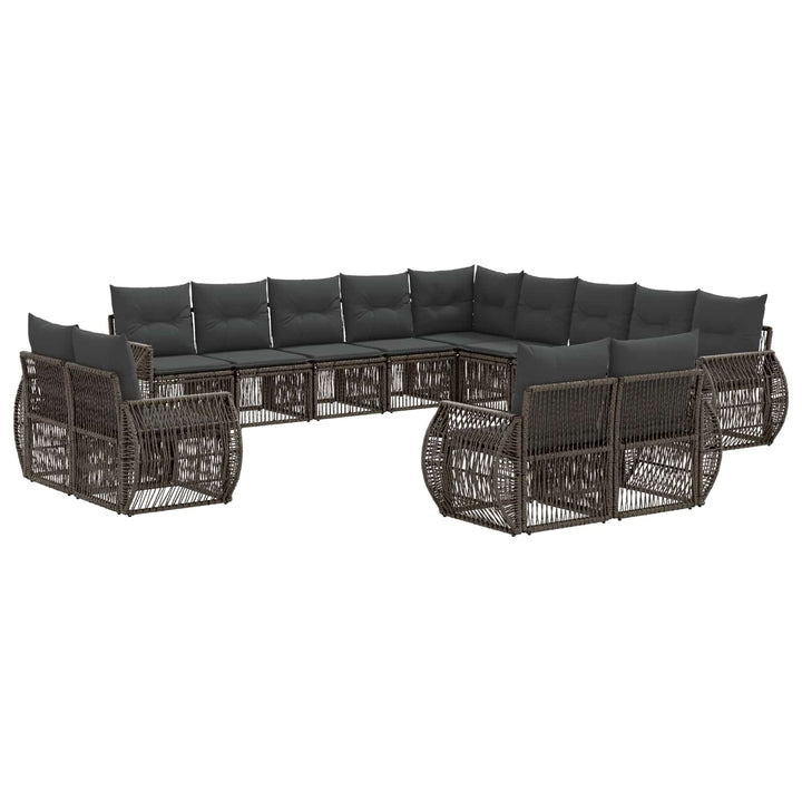 Havesofa Sæt 13 stk. Grå og Mørkegrå polyrattan