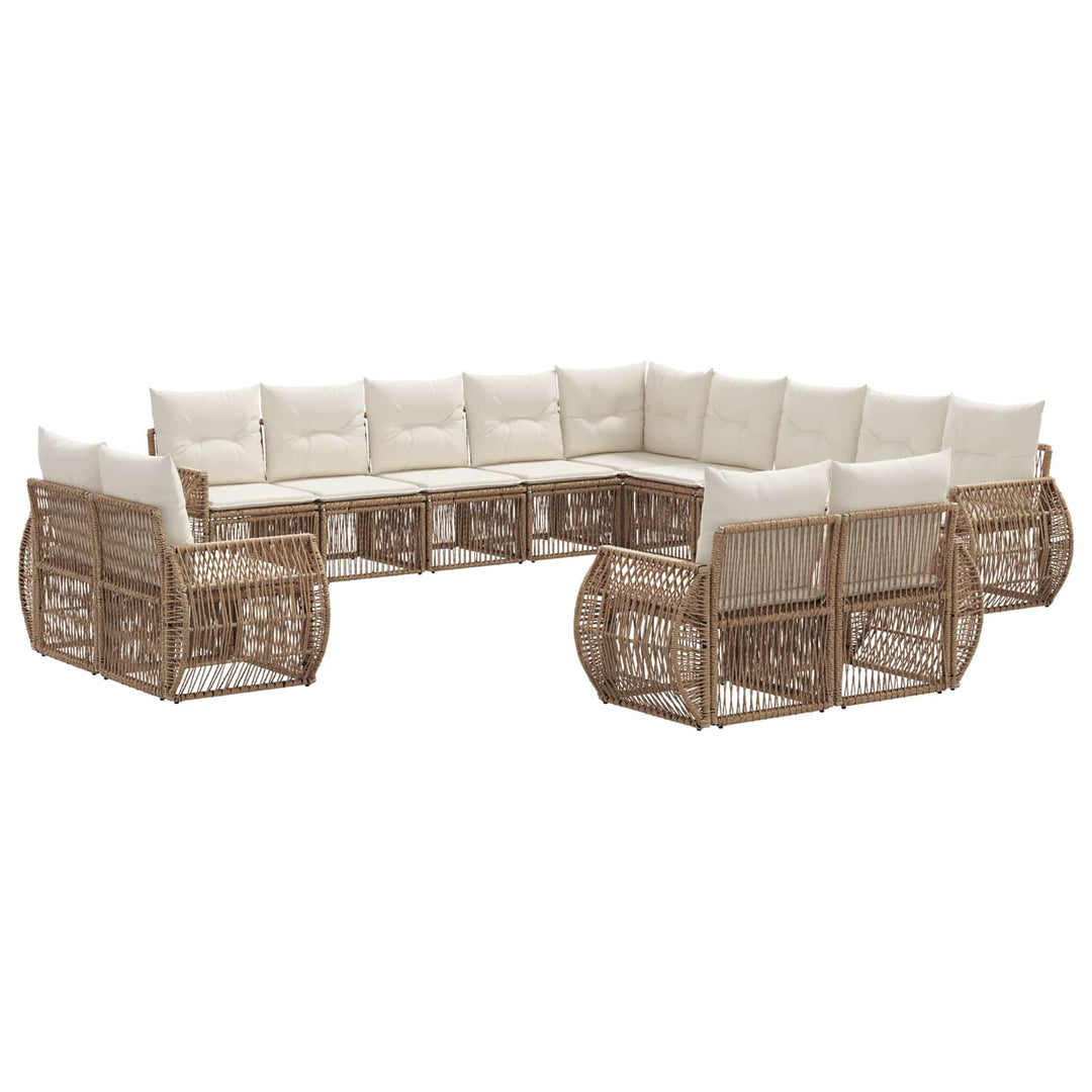 Havesofa Sæt 13 stk. Beige og cremehvid polyrattan
