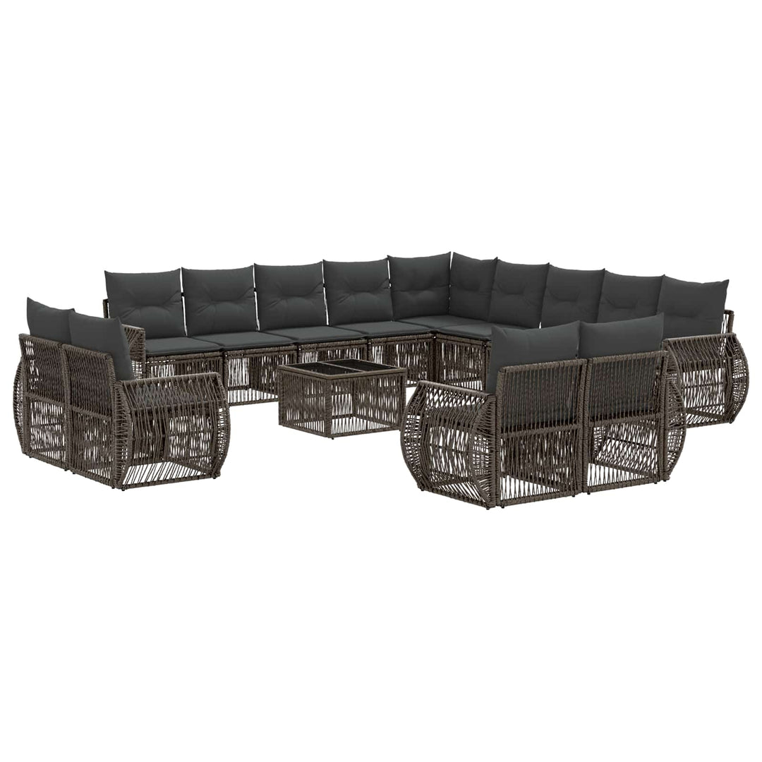 Havesofa Sæt 14 stk. Grå og Mørkegrå polyrattan