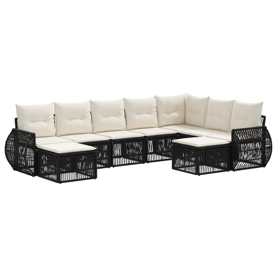 Havesofa Sæt 9 stk. Sort polyrattan