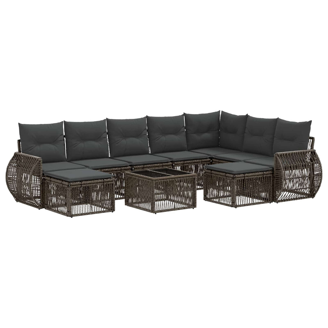 Havesofa Sæt 10 stk. Grå polyrattan