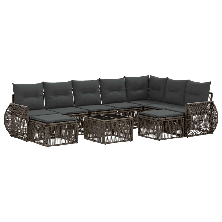 Havesofa Sæt 10 stk. Grå polyrattan