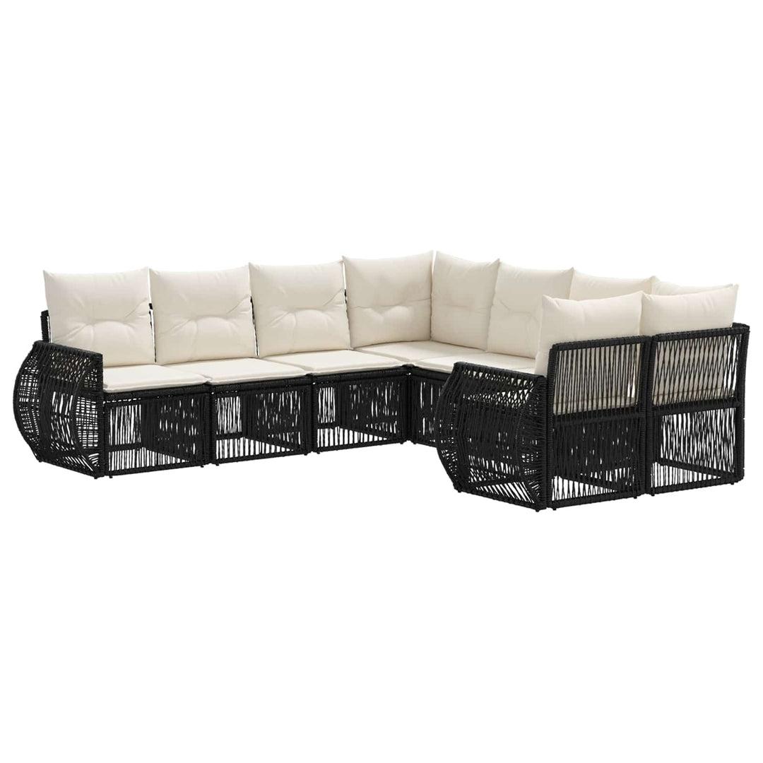 Havesofa Sæt 8 stk. 8-Antal sæder Sort polyrattan