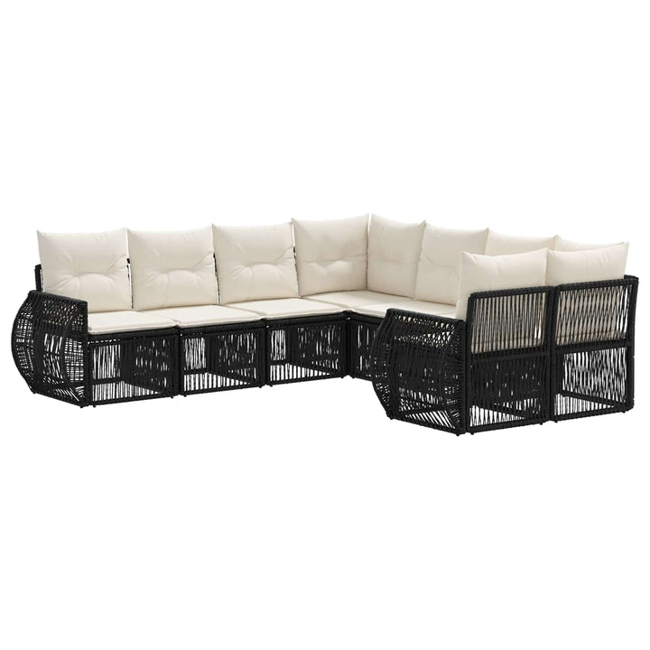 Havesofa Sæt 8 stk. 8-Antal sæder Sort polyrattan